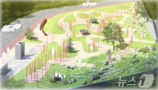 본문 이미지 -  신규 조형물  '빛줄기'''가 설치된  '기억의 터' 예상 모습 (서울시 엠보팅 홈페이지 갈무리)