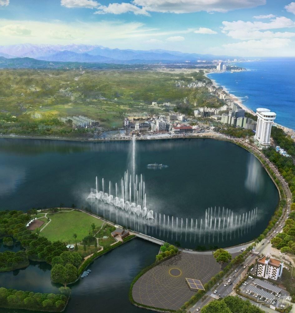 본문 이미지 - 강원 강릉시가 경포호 내 수질개선과 물순환을 목적으로 설치를 추진 중인 수중폭기시설(인공분수) 조감도.2024.10.23/뉴스1