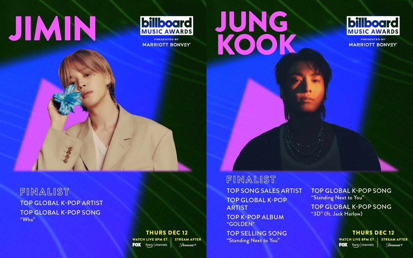 방탄소년단 지민, 정국('2024 BBMAs' 제공)
