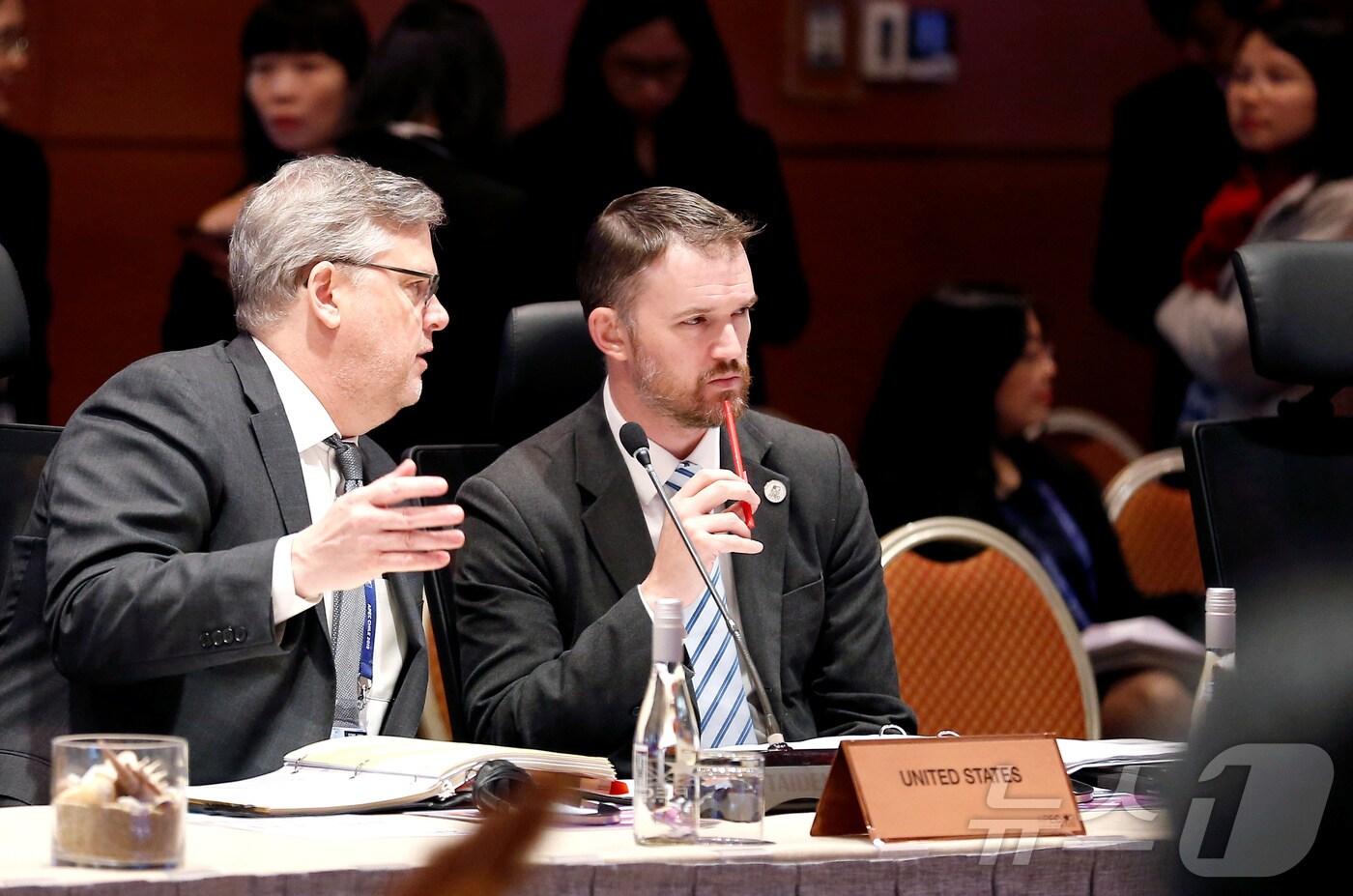 제이미슨 그리어 미국 무역대표부(USTR) 대표 지명자가 USTR 비서실장 시절인 2019년 칠레에서 열린 아시아태평양경제협력체(APEC) 관련 회의에 참석하고 있다. 2019.5.17 ⓒ 로이터=뉴스1 ⓒ News1 강민경 기자