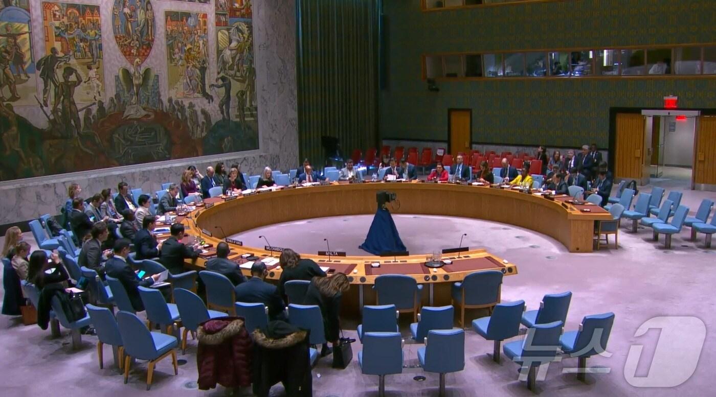 27일(현지시간) 미국 뉴욕 유엔 본부에서 유엔 안전보장이사회 회의가 열린 모습.(유엔 웹TV 갈무리).