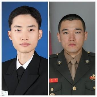본문 이미지 - 임정현 해군 소위(왼쪽)와 이철민 해병 소위.(해군 제공)