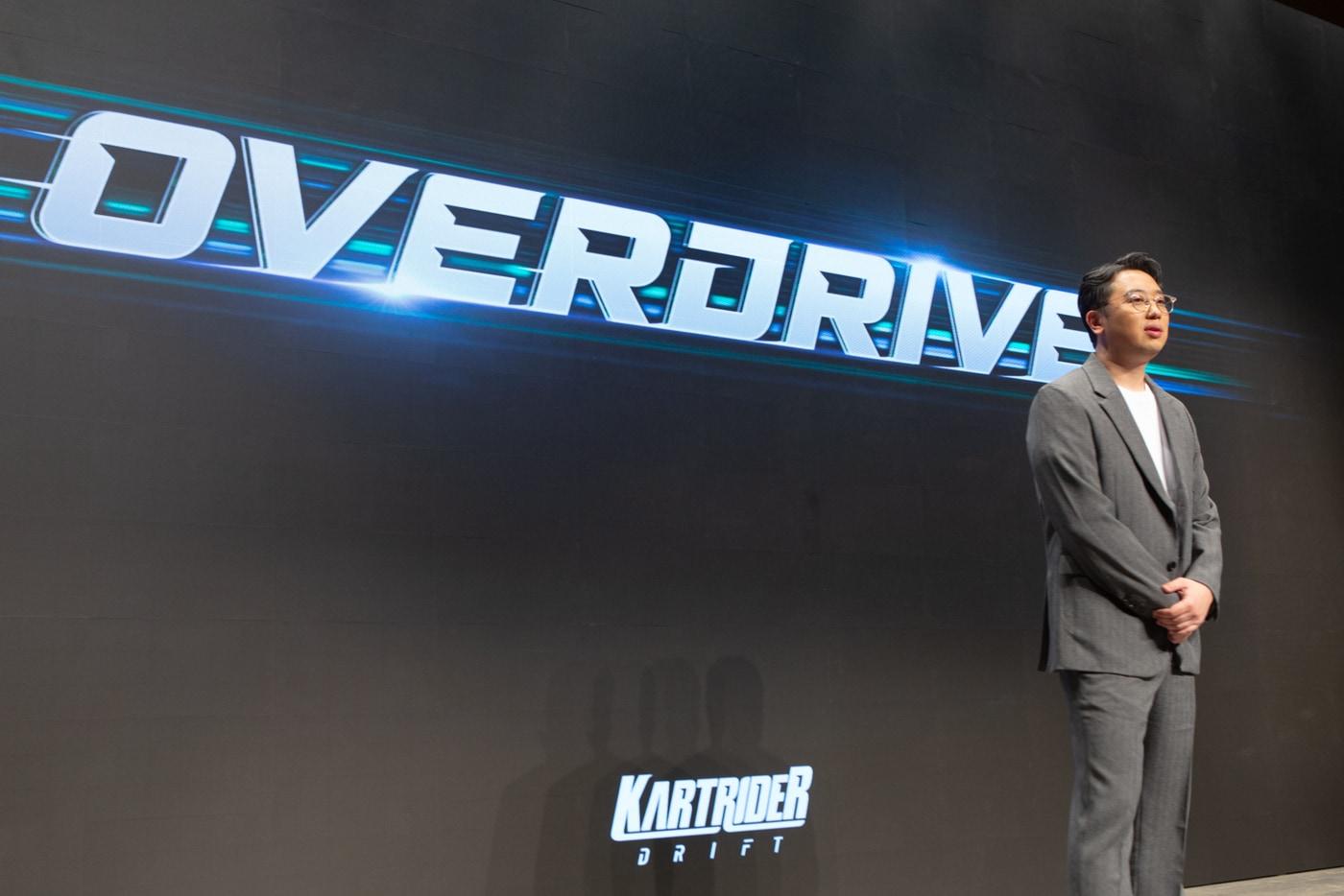 넥슨 카트라이더 드리프트 겨울 쇼케이스 OVERDRIVE서 조재윤 개발총괄 디렉터가 발언하고 있다.&#40;넥슨 제공&#41;