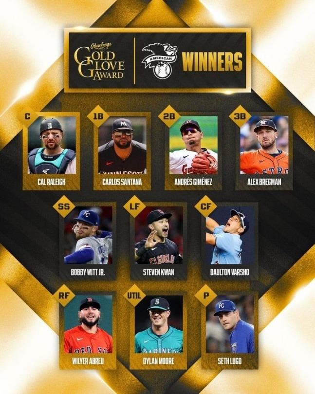 본문 이미지 - 2024 아메리칸리그 골드글러브 수상자.(MLB SNS 캡처)