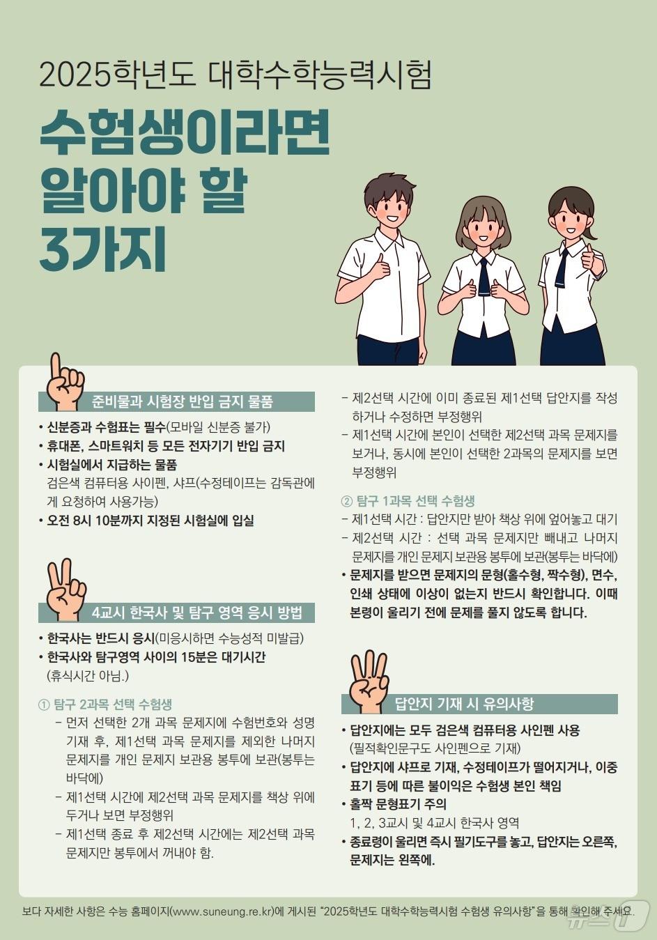 본문 이미지 - 2025학년도 대학수학능력시험 유의사항. (교육부 제공)