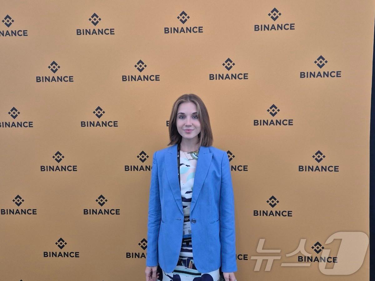 본문 이미지 - 알레나 톤 생태계 리드가 2024년 10월31일&#40;현지시간&#41; 아랍에미리트 두바이에서 열린 &lt;뉴스1&gt;과의 인터뷰에 참여한 모습. 사진 = 김지현 기자