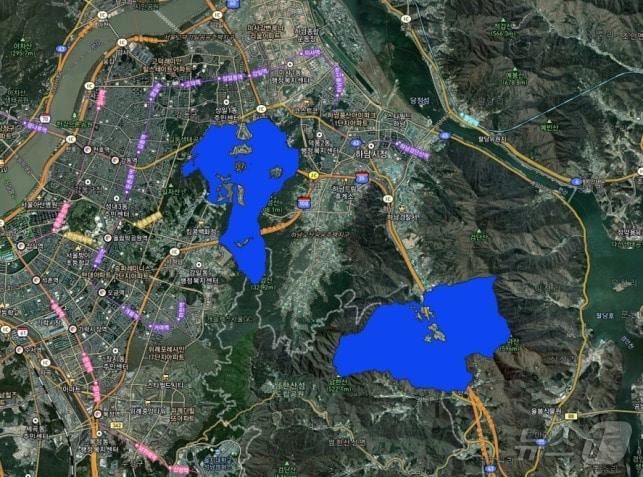 본문 이미지 - 하남 기업이전부지 관련 지역 토지거래허가구역 해제 도면.(경기도 제공)/