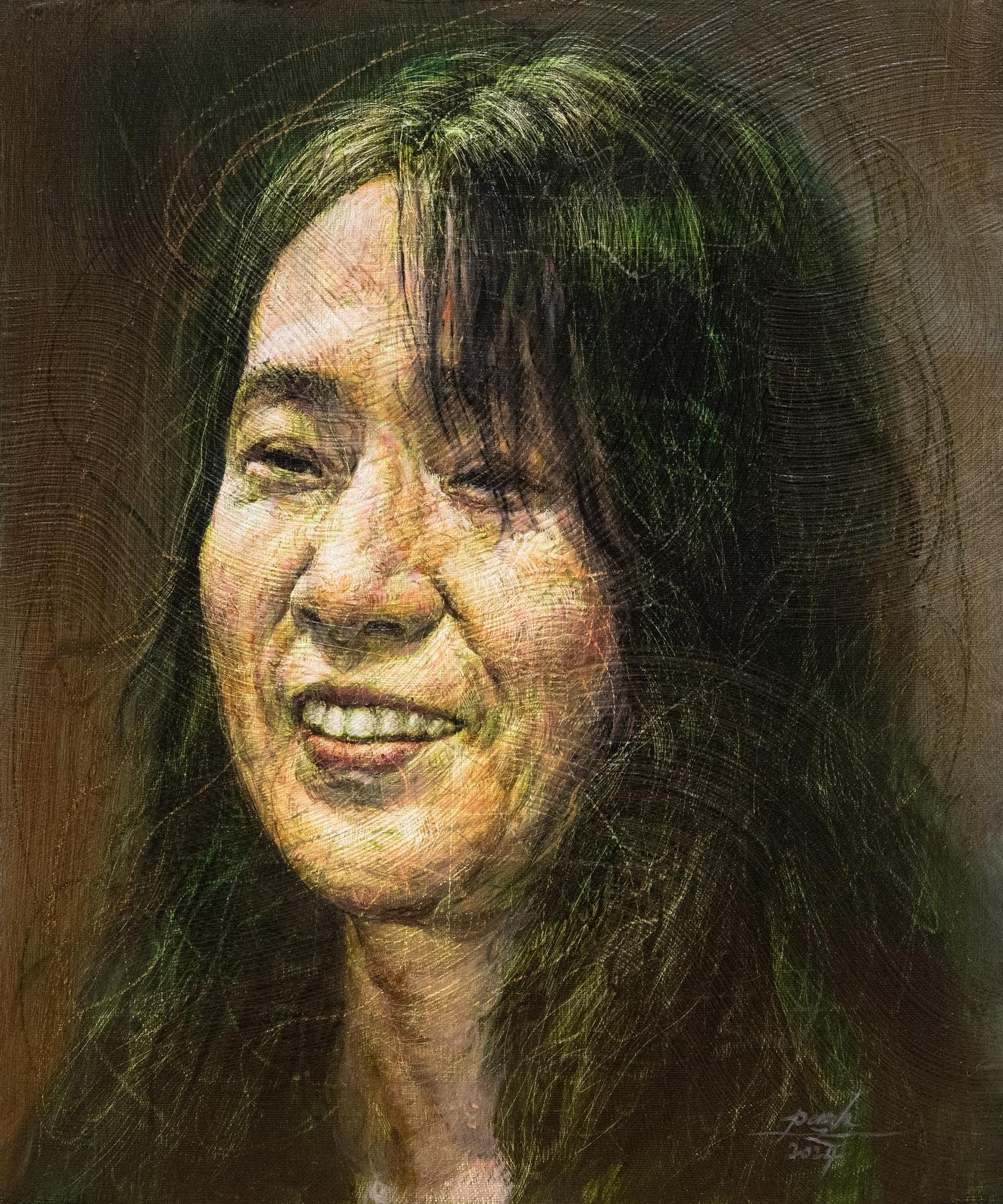 본문 이미지 - 교보문고 광화문점에 걸린 한강 작가 초상화(교보문고 제공)