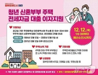 본문 이미지 - 대전시 청년 신혼부부 주택 전세대출 이자 지원 안내문.(대전시 제공)/뉴스1 