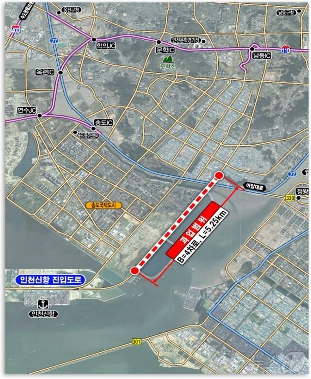 본문 이미지 - 인천신항 진입도로 지하차도 건설사업(인천경제청 제공) / 뉴스1