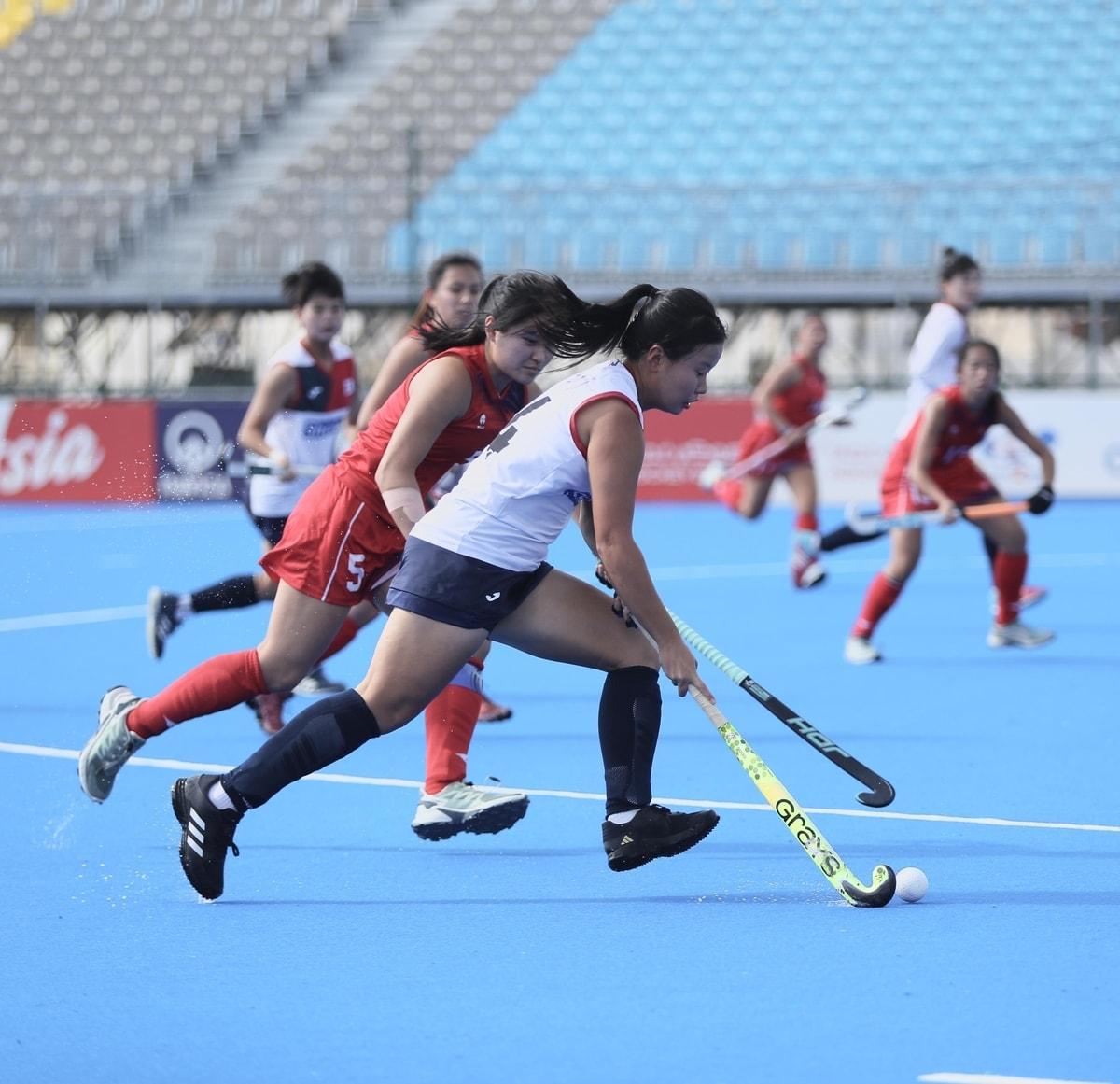 본문 이미지 -  한국과 홍콩의 경기 모습. &#40;아시아 하키연맹 제공&#41;
