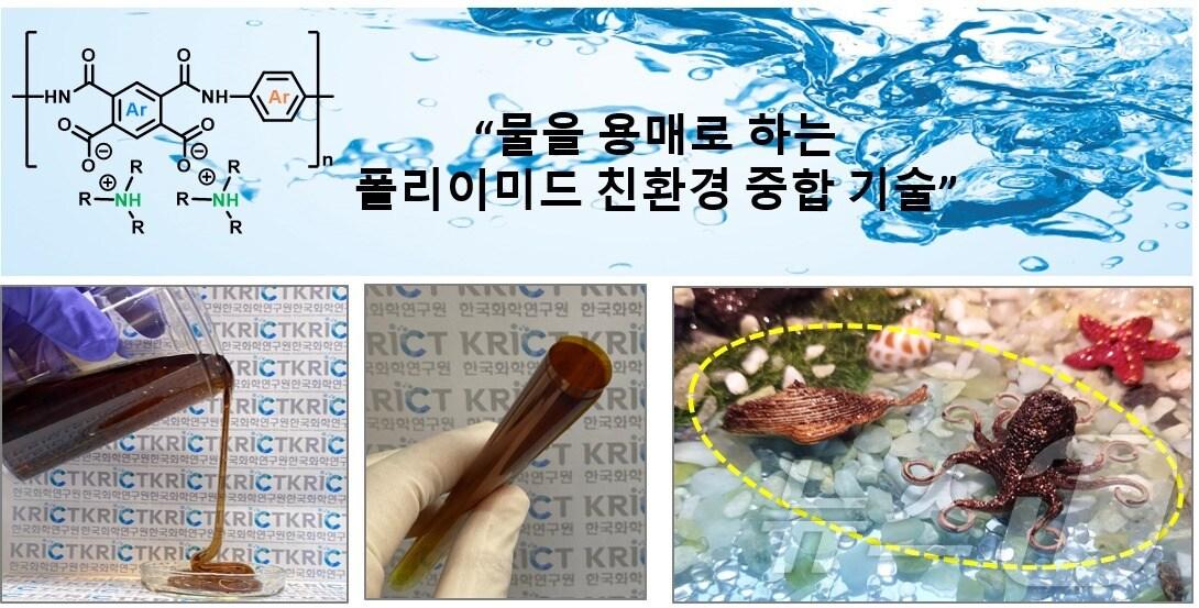 본문 이미지 - 물을 용매로 이용한 폴리이미드 친환경 중합 기술 및 이를 이용한 코팅용액. (화학연 제공)/뉴스1