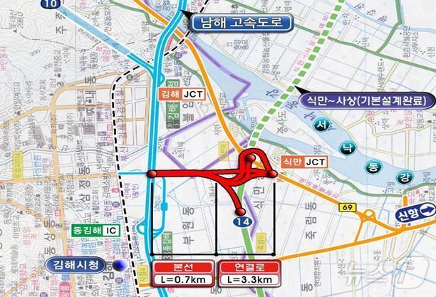 본문 이미지 - 동김해나들목~식만분기점 위치도(부산시청 전경)