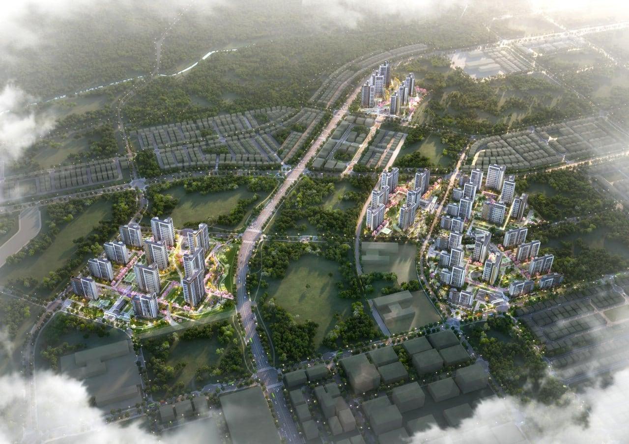 본문 이미지 - 고덕국제화신도시 ‘패키지형 공모사업' P1 조감도(우미건설 제공)