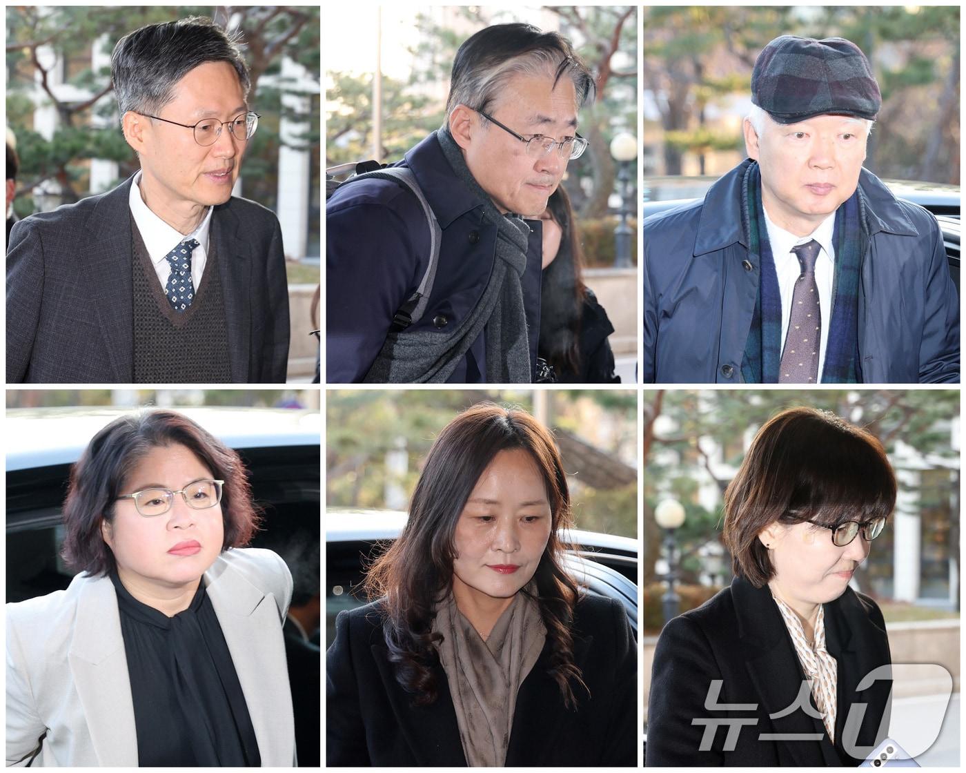 본문 이미지 - 문형배 헌법재판소장 권한대행&#40;왼쪽 위부터 시계방향으로&#41;, 김형두 헌법재판관, 정형식 헌법재판관, 이미선 헌법재판관, 정정미 헌법재판관, 김복형 헌법재판관이 5일 서울 종로구 헌법재판소로 출근하고 있다. 2024.12.16/뉴스1 ⓒ News1 이동해 기자