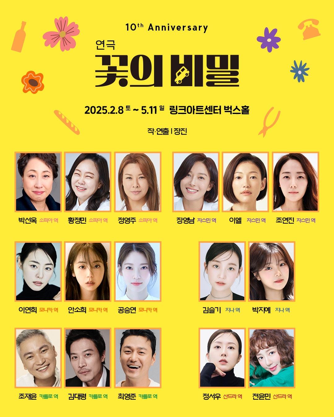 본문 이미지 - 연극 '꽃의 비밀' 출연진(장차, 파크컴퍼니 제공)