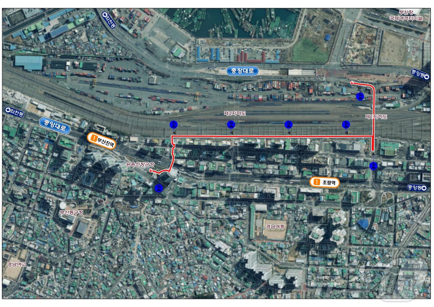 부산 동구 자전거도로 노선 도안. (부산 동구 제공)