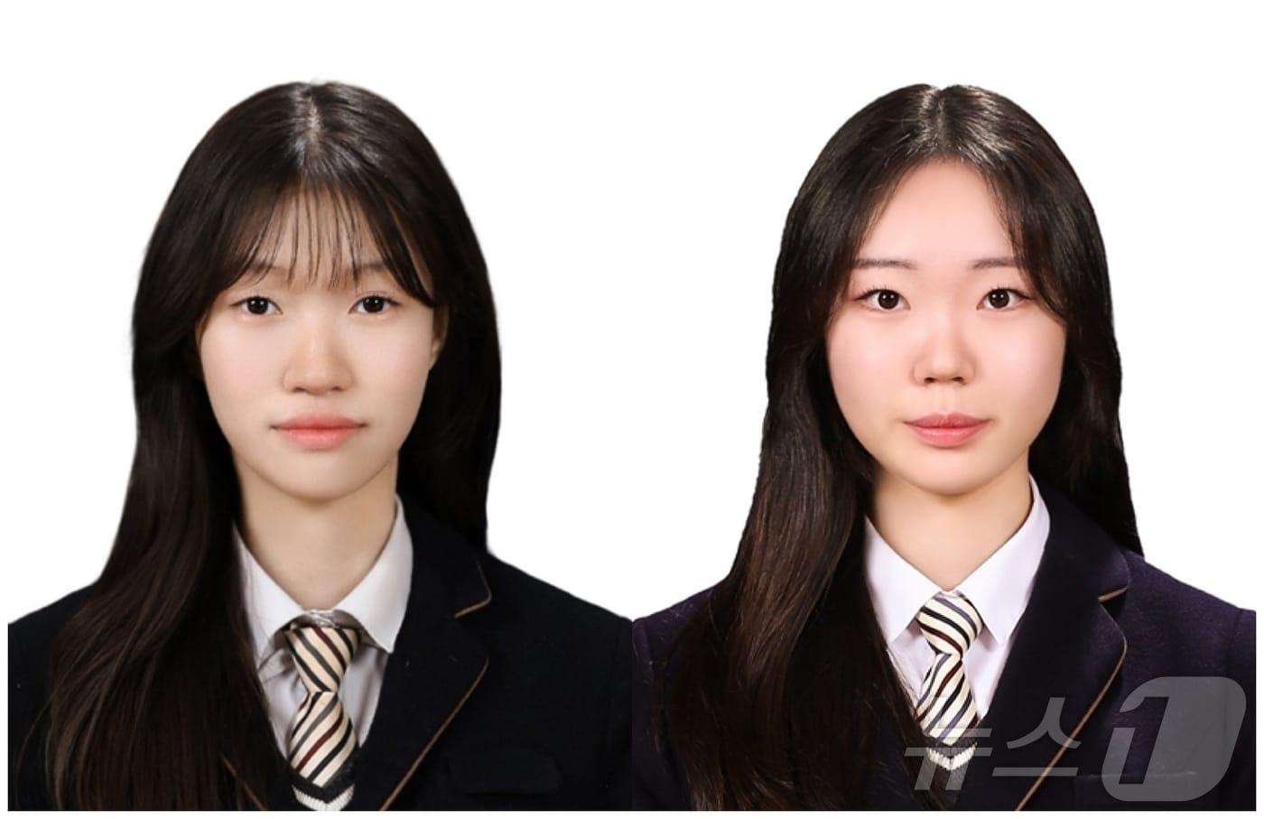 한국철도공사 신입사원 선발에 합격한 청주 대성여상 박설린 학생(왼쪽)과 조예빈 졸업생.(충북교육청 제공)/뉴스1