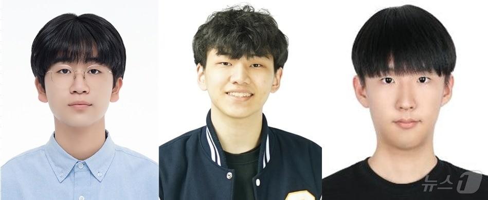 본문 이미지 - 2024 대한민국인재상에 선정된 충북과학고 이호선 학생(왼쪽)과 지민준 학생(가운데), 운호고 고원규 학생.(충부교육청 제공)/뉴스1