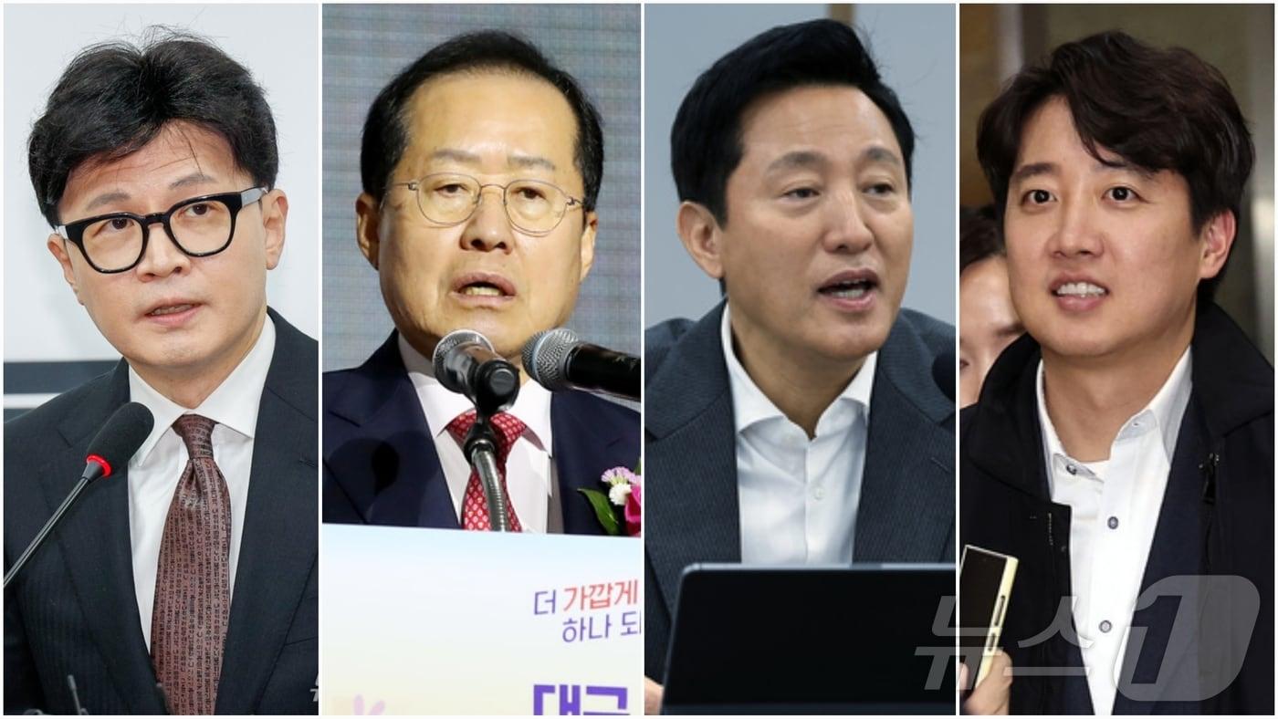 본문 이미지 - 한동훈 전 국민의힘 대표, 홍준표 대구시장, 오세훈 서울시장, 이준석 개혁신당 의원 ⓒ News1 