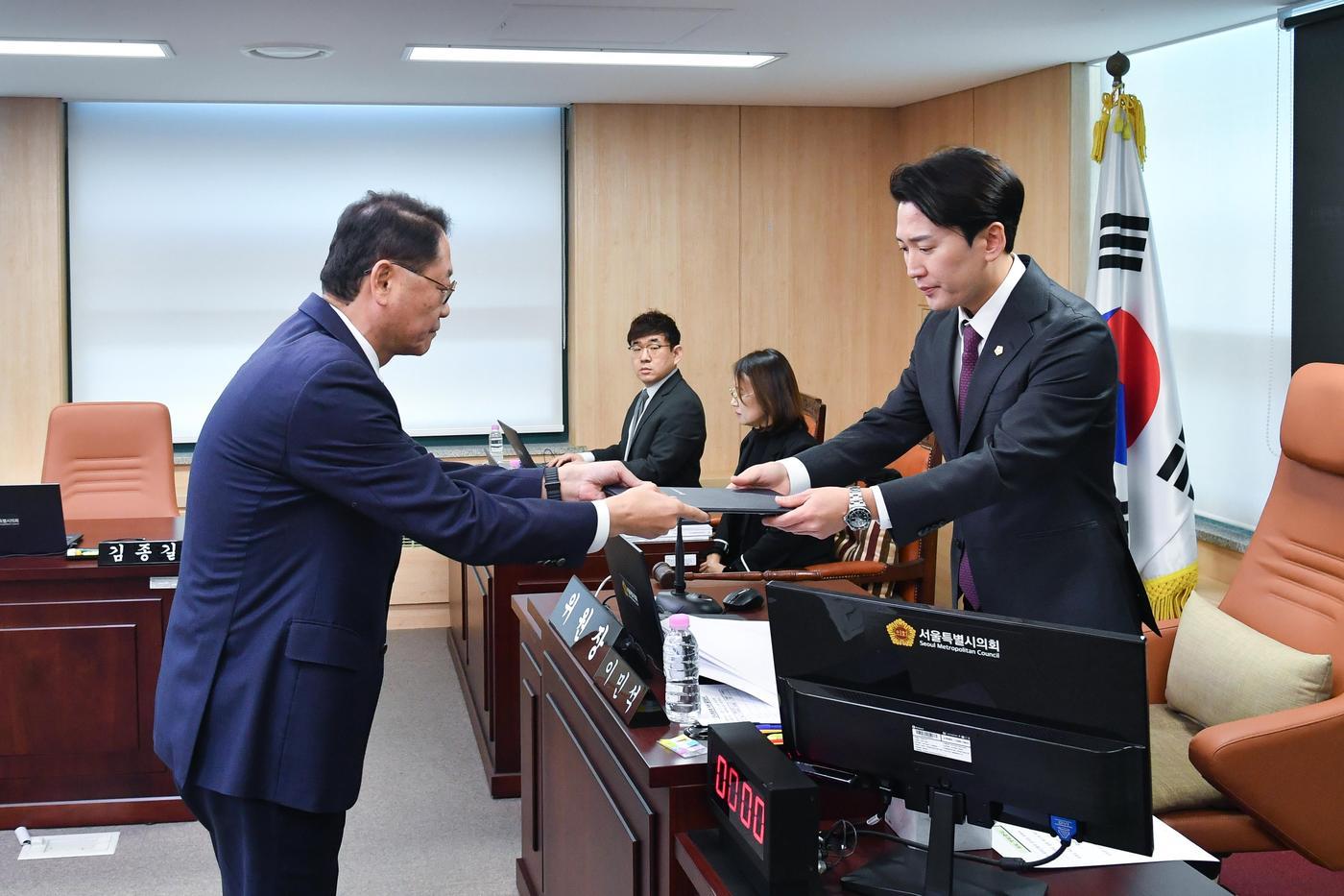 23일 서울시의회에서 열린 황상하 SH공사 사장 후보자 인사 청문회(서울시의회 제공).