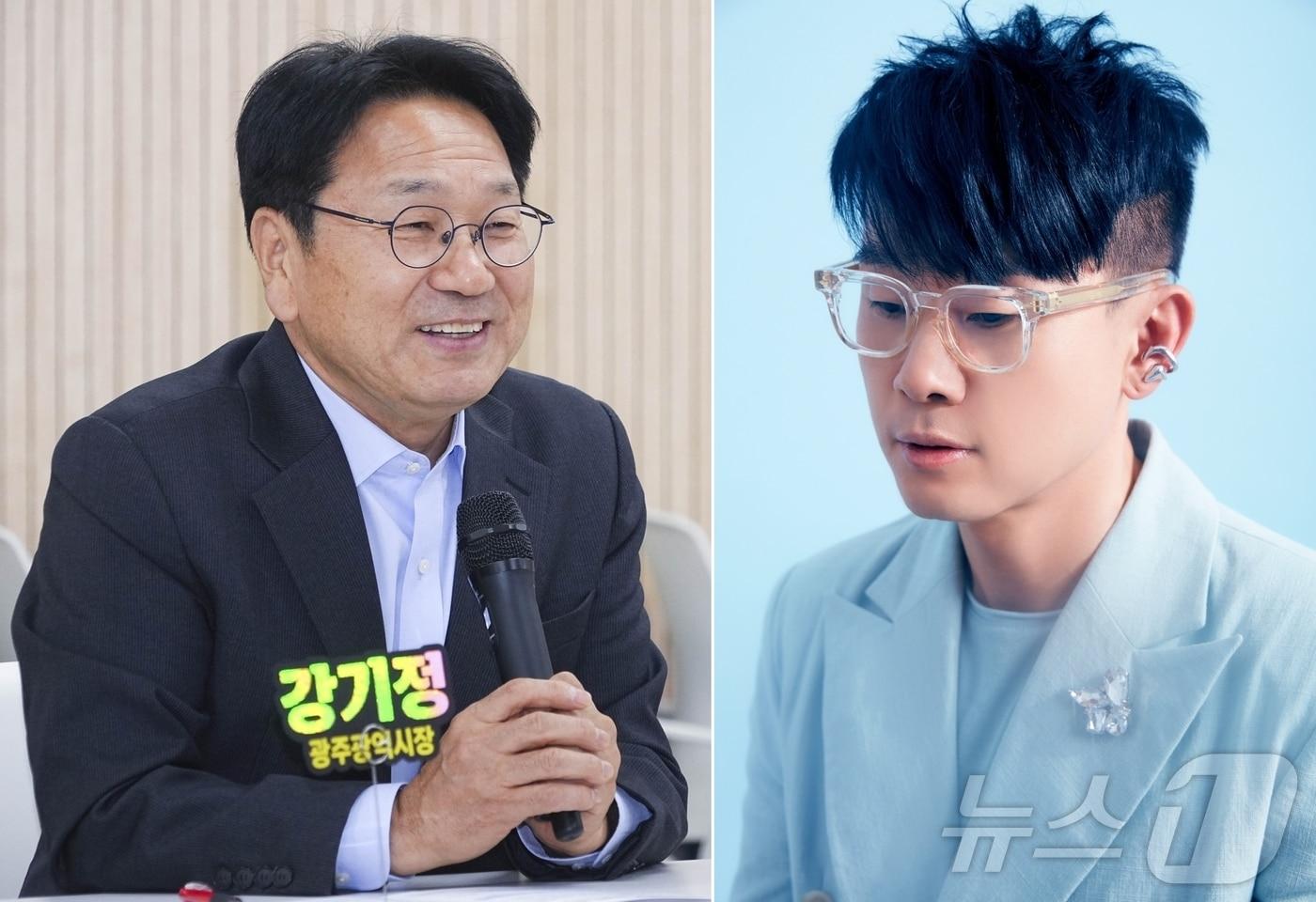 강기정 광주시장(왼쪽)과 가수 이승환./뉴스1