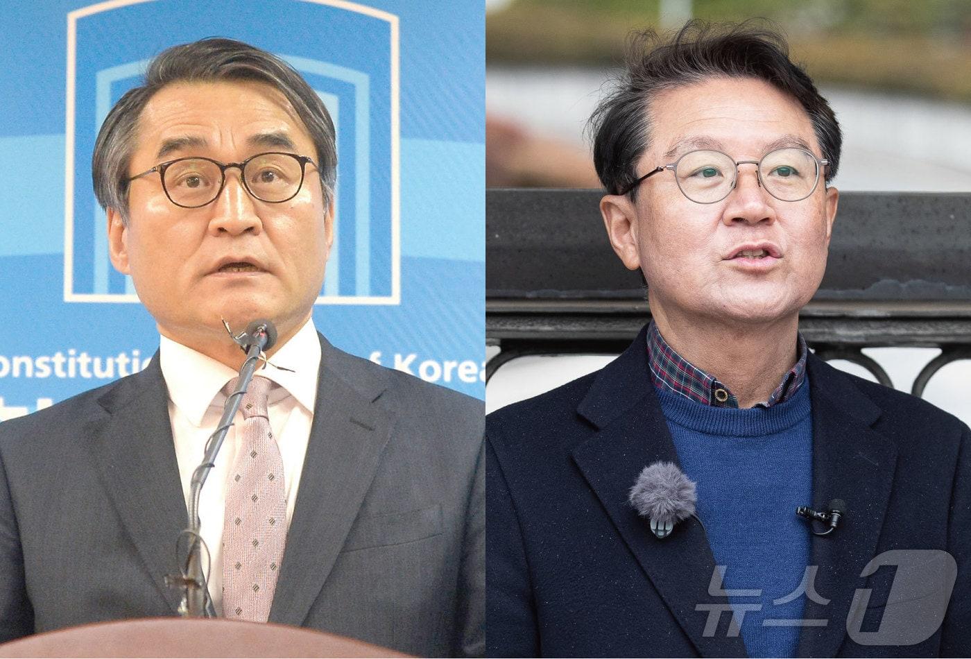 윤 대통령 측은 27일 탄핵 심판 관련 헌법재판소 공보관 출신 배보윤 변호사&#40;왼쪽&#41;와 함께 전 대구고등검사장 출신 윤갑근 변호사 중심으로 대응한다고 설명했다.