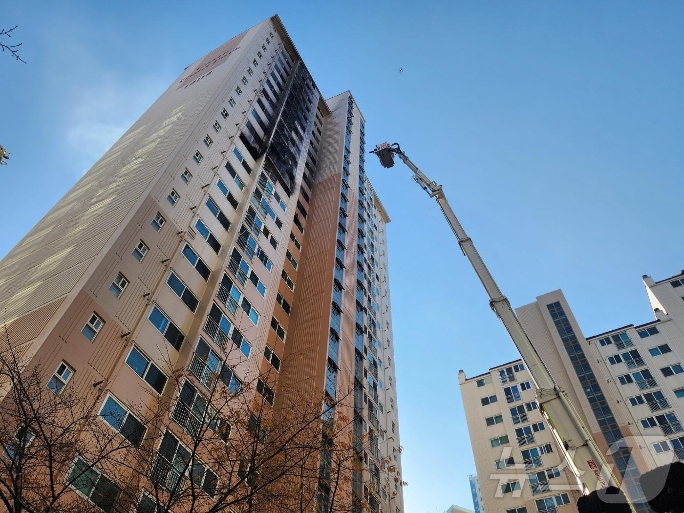 본문 이미지 - 2일 오전 8시59분쯤 대구 수성구 황금동에 있는 아파트에서 불이 나 소방당국이 2시간여 만에 진화했다.&#40;대구 수성소방서 제공&#41; 2024.12.2/뉴스1 ⓒ News1 이성덕 기자