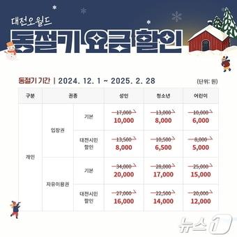 본문 이미지 - 대전오월드 동절기 요금 할인 이벤트.(대전도시공사 제공)/뉴스1 ⓒ News1 