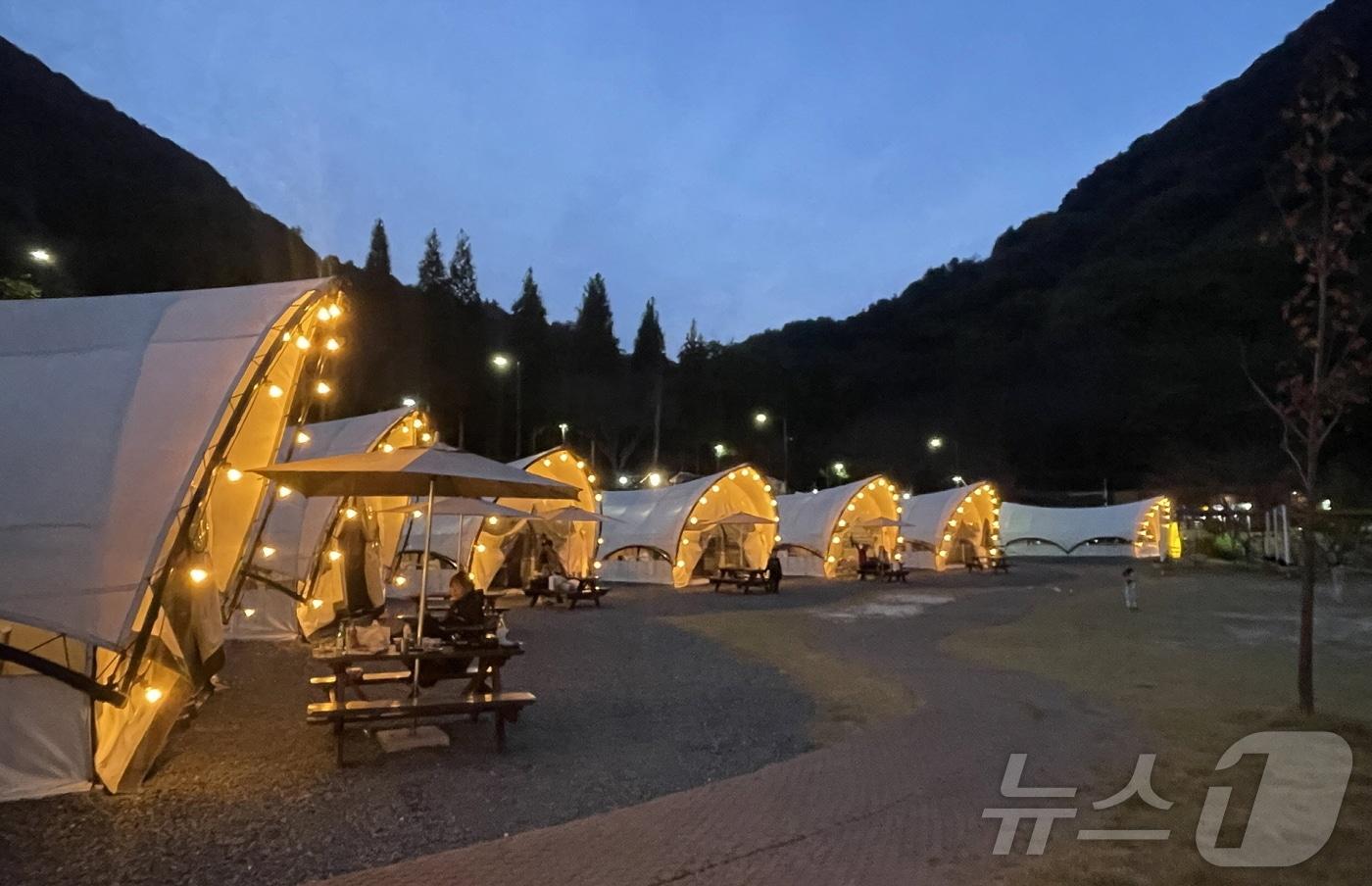 월아산 숲속의 진주 글램핑장(진주시 제공).