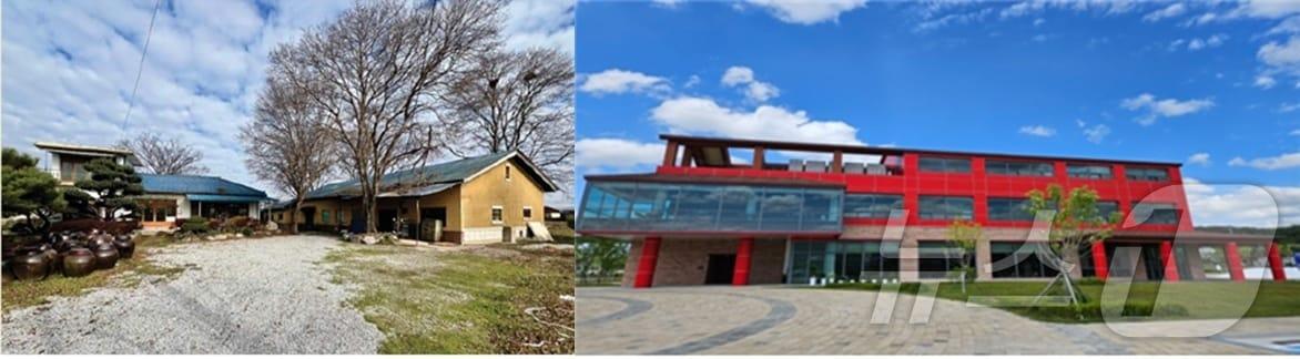 본문 이미지 - 행안부 주최 ‘2024년 인구감소 대응 우수사례 경진대회’ 사전심사를 통과한 김제시의 한 퍠양조장(왼쪽, ‘김제 폐양조장 로컬재생 프로젝트)’와 장수군의  ‘장수 만남의 광장&레드하우스’ 모습.(전북자치도 제공)/뉴스1