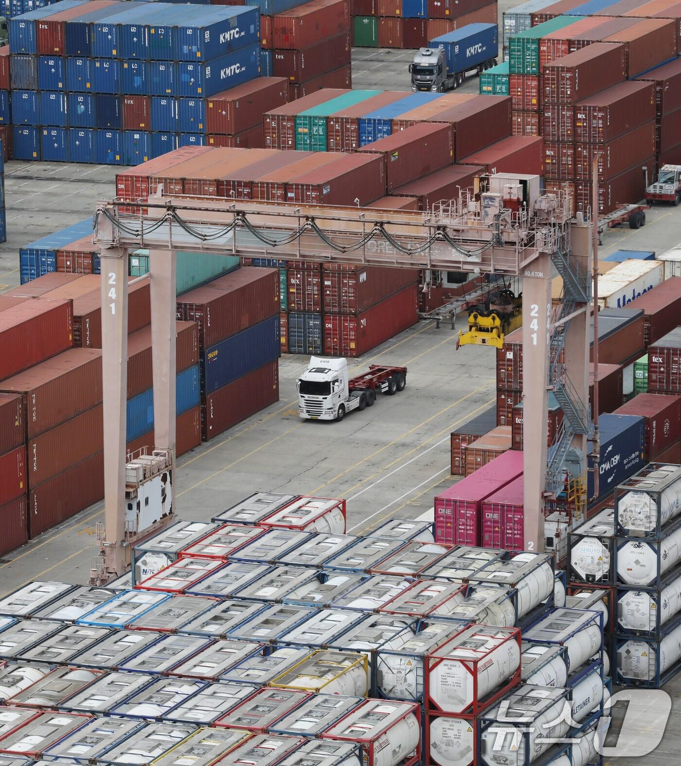 본문 이미지 - 부산항 신선대부두 야적장. 뉴스1 DB 2024.12.6/뉴스1 ⓒ News1 윤일지 기자