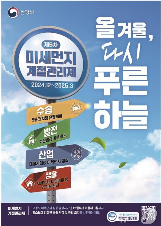 본문 이미지 - 환경부의 미세먼지 계절관리제 안내 포스터. (원주시 제공) 2024.12.9/뉴스1