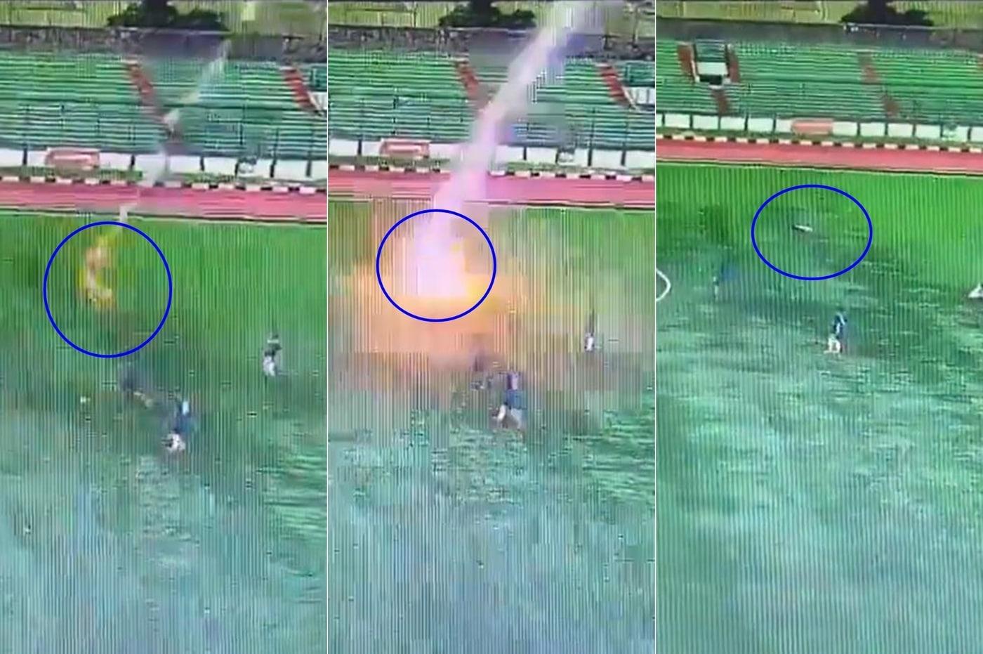 인도네시아에서 축구 경기 도중 한 선수가 벼락에 맞아 숨지는 사고가 발생했다. 엑스(X·옛 트위터) 갈무리