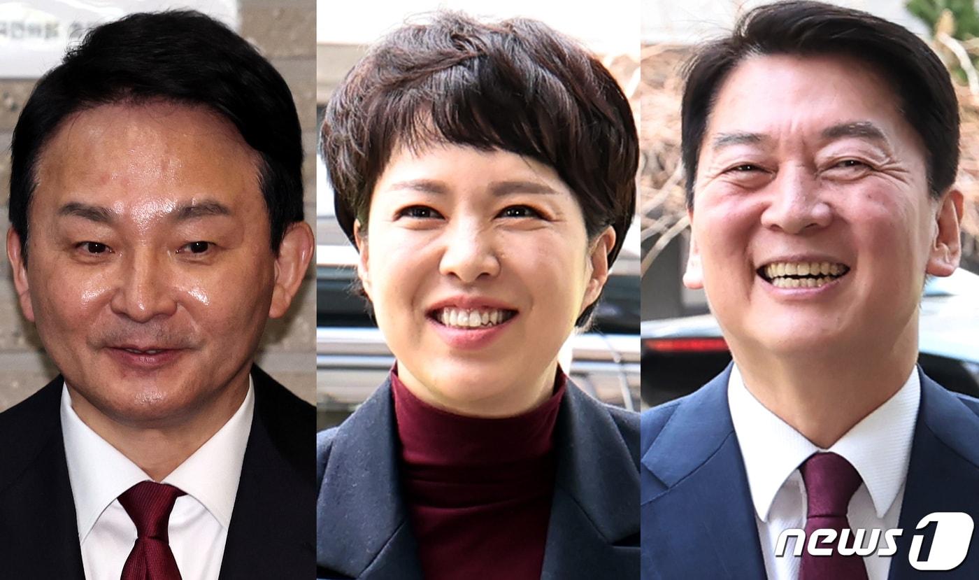 본문 이미지 - 원희룡 전 국토교통부 장관(왼쪽부터)·김은혜 전 대통령실 홍보수석비서관·안철수 국민의힘 의원이 14일 서울 영등포구 여의도 국민의힘 당사에서 열린 공천 신청자 면접 심사에 참석하고 있다. 2024.2.14/뉴스1