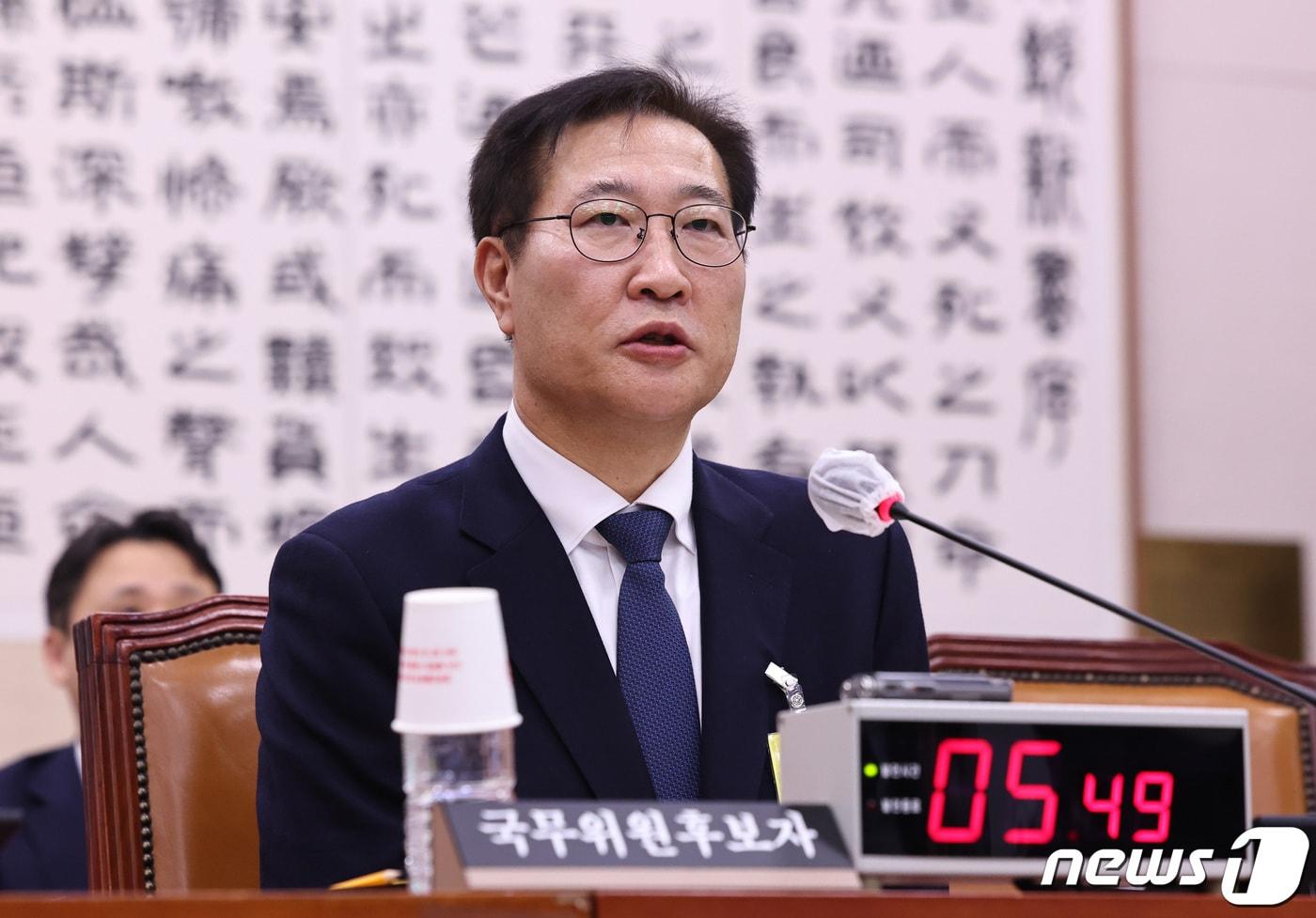 본문 이미지 - 박성재 법무부 장관 후보자가 15일 오전 서울 여의도 국회에서 열린 법제사법위원회의 박 후보자에 대한 인사청문회에서 질의에 답변하고 있다. 2024.2.15/뉴스1 ⓒ News1 구윤성 기자