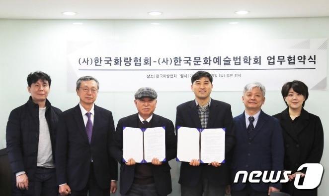 본문 이미지 - 한국화랑협회와 한국문화예술법학회가 국내미술시장 활성화 등을 위해 업무협약을 맺었다. 한국화랑협회 제공.