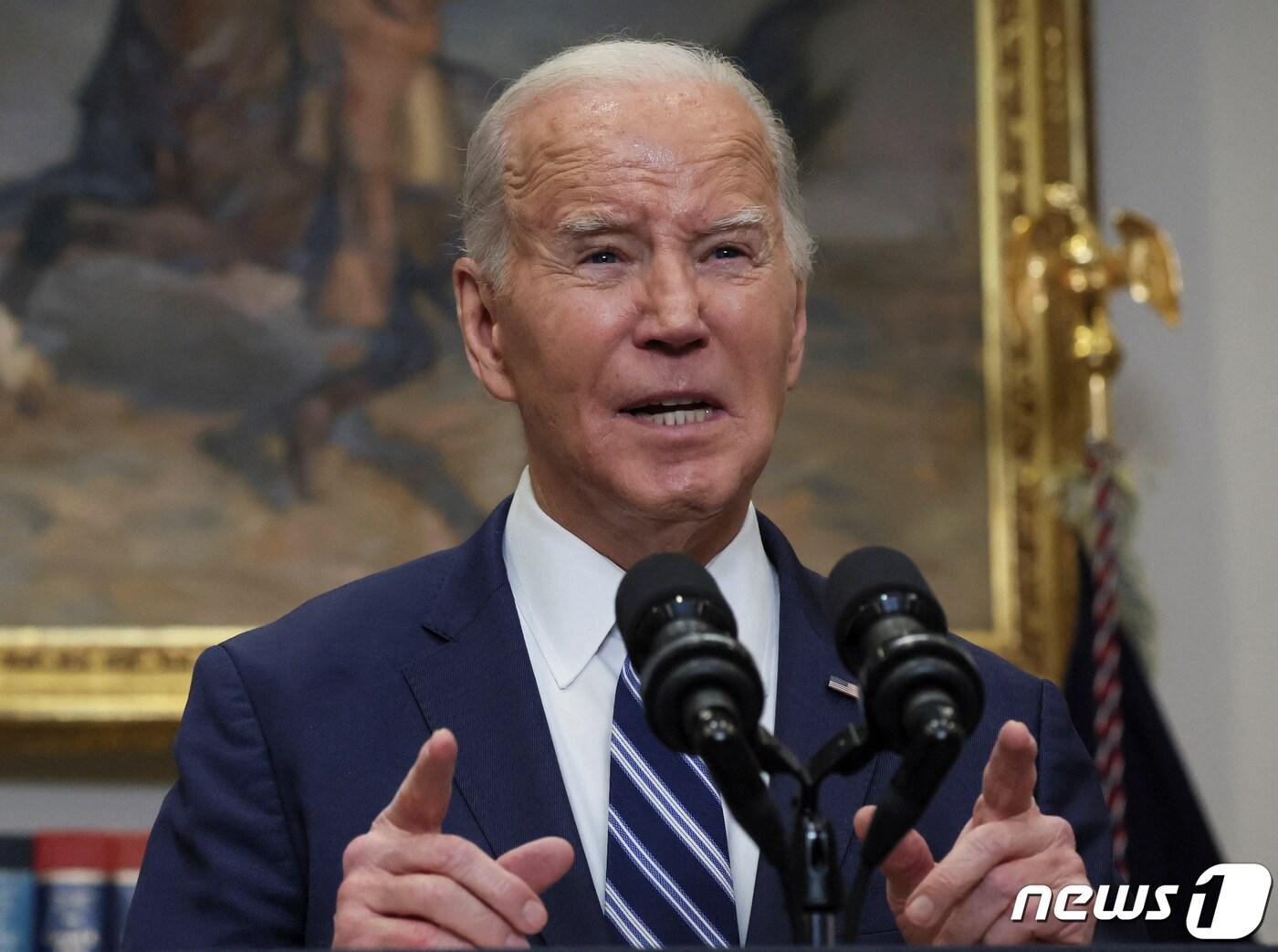 본문 이미지 - 16일(현지시간) 조 바이든 미국 대통령이 워싱턴DC 백악관에서 러시아 야권 정치인 알렉세이 나발니의 사망 소식에 블라디미르 푸틴 러시아 대통령의 책임이 있다라고 말했다. 2024.02.16/ ⓒ 로이터=뉴스1 ⓒ News1 박재하 기자