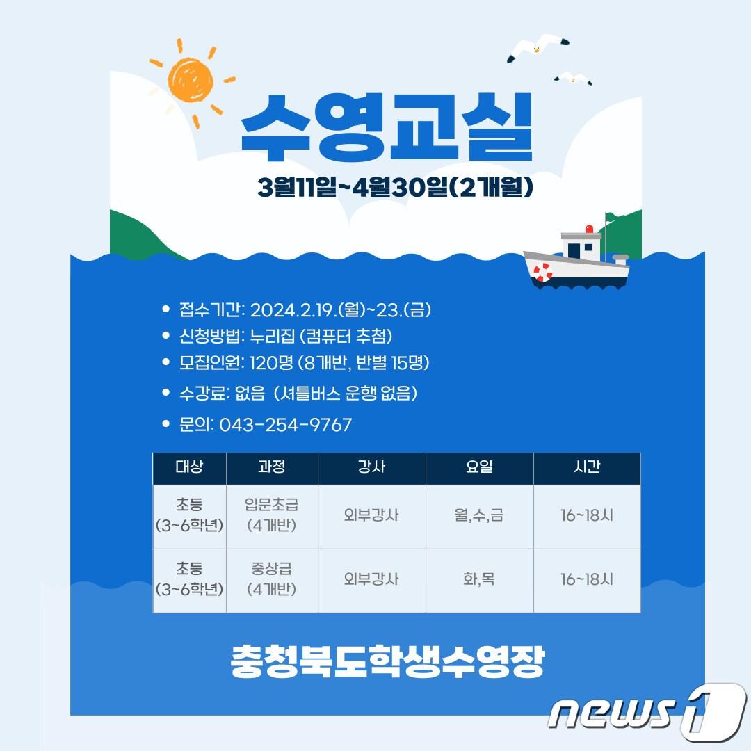 본문 이미지 - 충북학생수영장은 오는 19일부터 23일까지 초등학생 수영교실 참가자를 모집한다/뉴스1