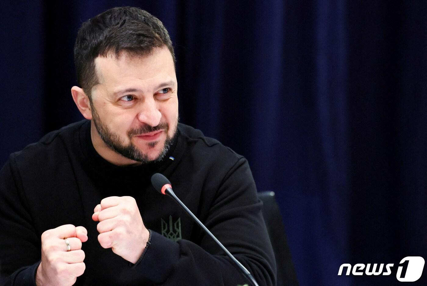 17일(현지시간) 독일 뮌헨에서 열린 뮌헨정상회의에서 볼로디미르 젤렌스키 우크라이나 대통령이 참석해 발언하고 있다. 2024.02.17 ⓒ 로이터=뉴스1 ⓒ News1 정지윤 기자