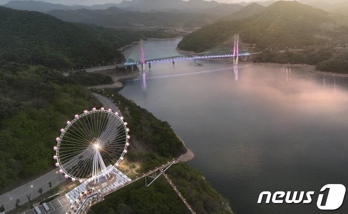 본문 이미지 - 제천시가 65m 높이에서 청풍호를 조망할 수 있는 대관람차 조성에 나선다. 조감도.(제천시 제공)2024.2.4/뉴스1