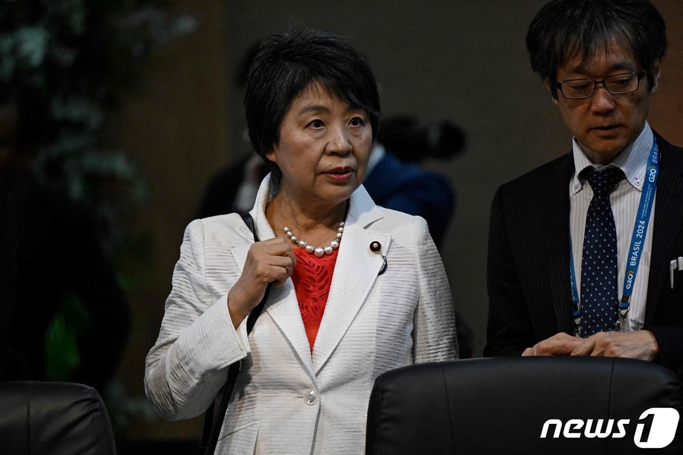 본문 이미지 - 가미카와 요코 일본 외무상이 21일(현지시간) 브라질 리우데자네이루에서 열린 G20 외교장관회의에 참석을 하고 있다. 2024. 2. 22 ⓒ AFP=뉴스1 ⓒ News1 우동명 기자