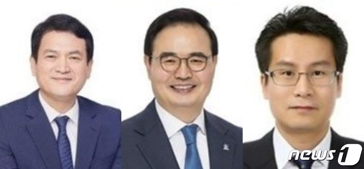 본문 이미지 - 22대 총선 충북 충주시선거구 국민의힘 주자로 이종배 의원이 결정된 가운데 민주당 후보가 누가 될지 관심이다. 왼쪽부터 김경욱 전 인천국제공항공사 사장, 맹정섭 전 충주지역위원장, 박지우 전 충주지역위원장.2024.2.29/뉴스1 