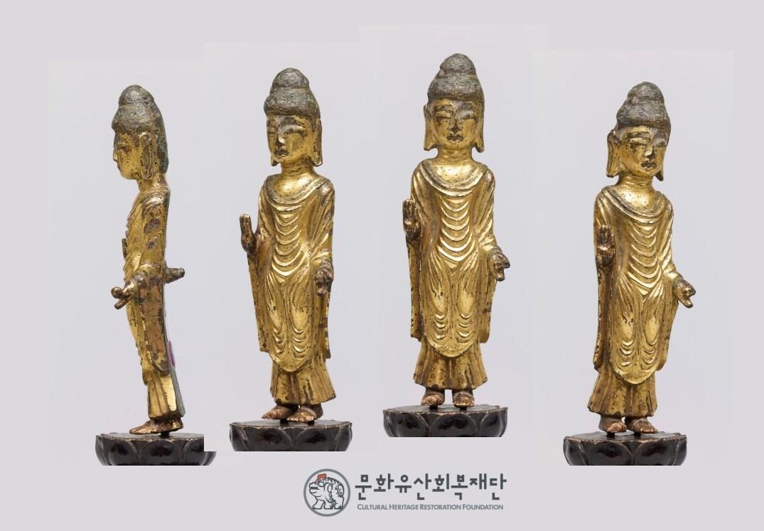 본문 이미지 - 부여 금강사지 출토 금동약사불.(부여군 제공)/뉴스1 