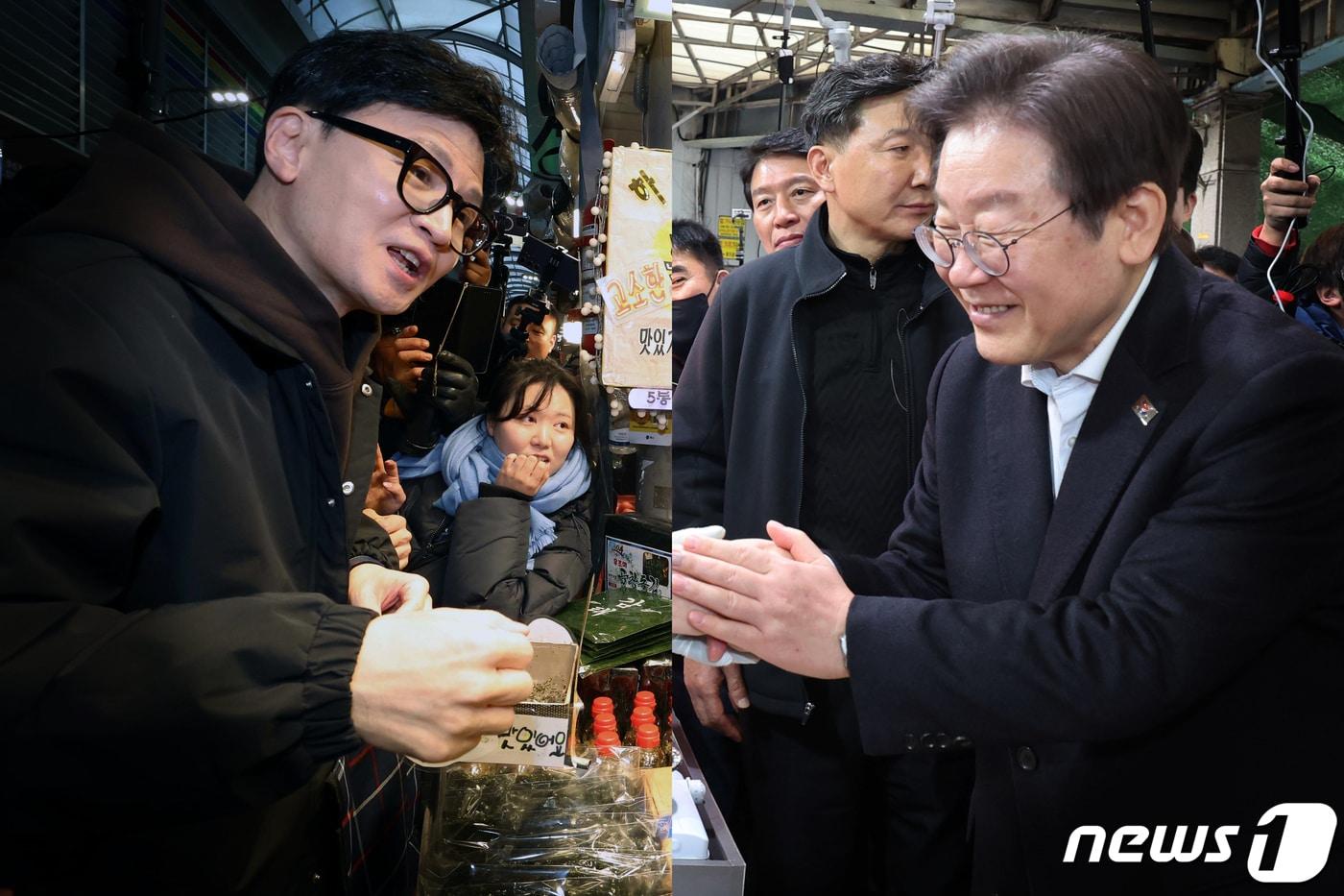 한동훈 국민의힘 비상대책위원장(왼쪽),이재명 더불어민주당 대표./뉴스1 ⓒ News1 송원영 기자