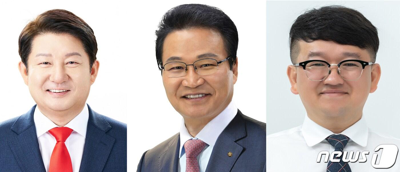 본문 이미지 - 대구 달서구병에 출마한 예비후보자들.왼쪽부터 권영진 전 대구시장, 김용판 국민의힘 의원, 최영오 진보당 대구시당 달서지역위원회 공동위원장.