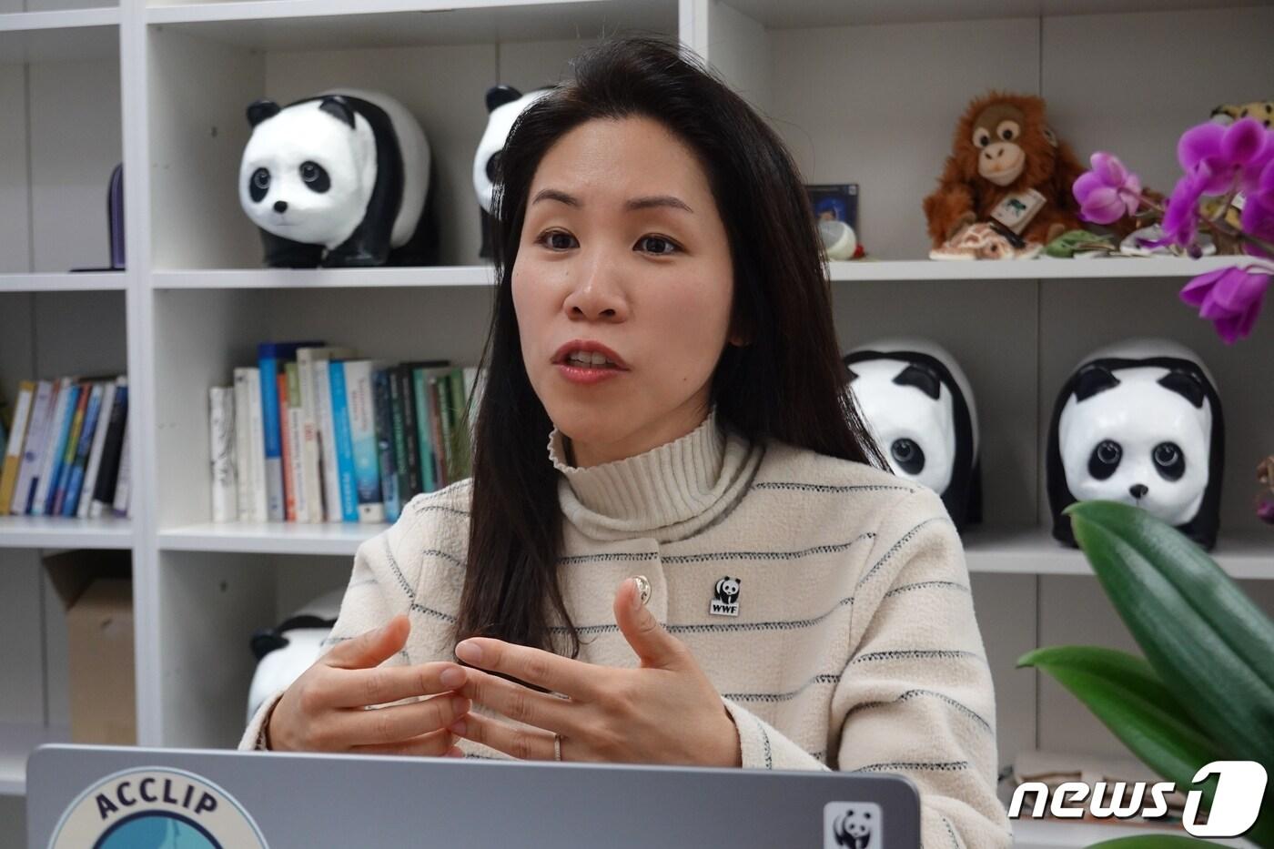 본문 이미지 - 박민혜 WWF(세계자연기금) 한국본부 사무총장이 지난달 31일 뉴스1과 인터뷰하고 있다. ⓒ 뉴스1 황덕현 기자