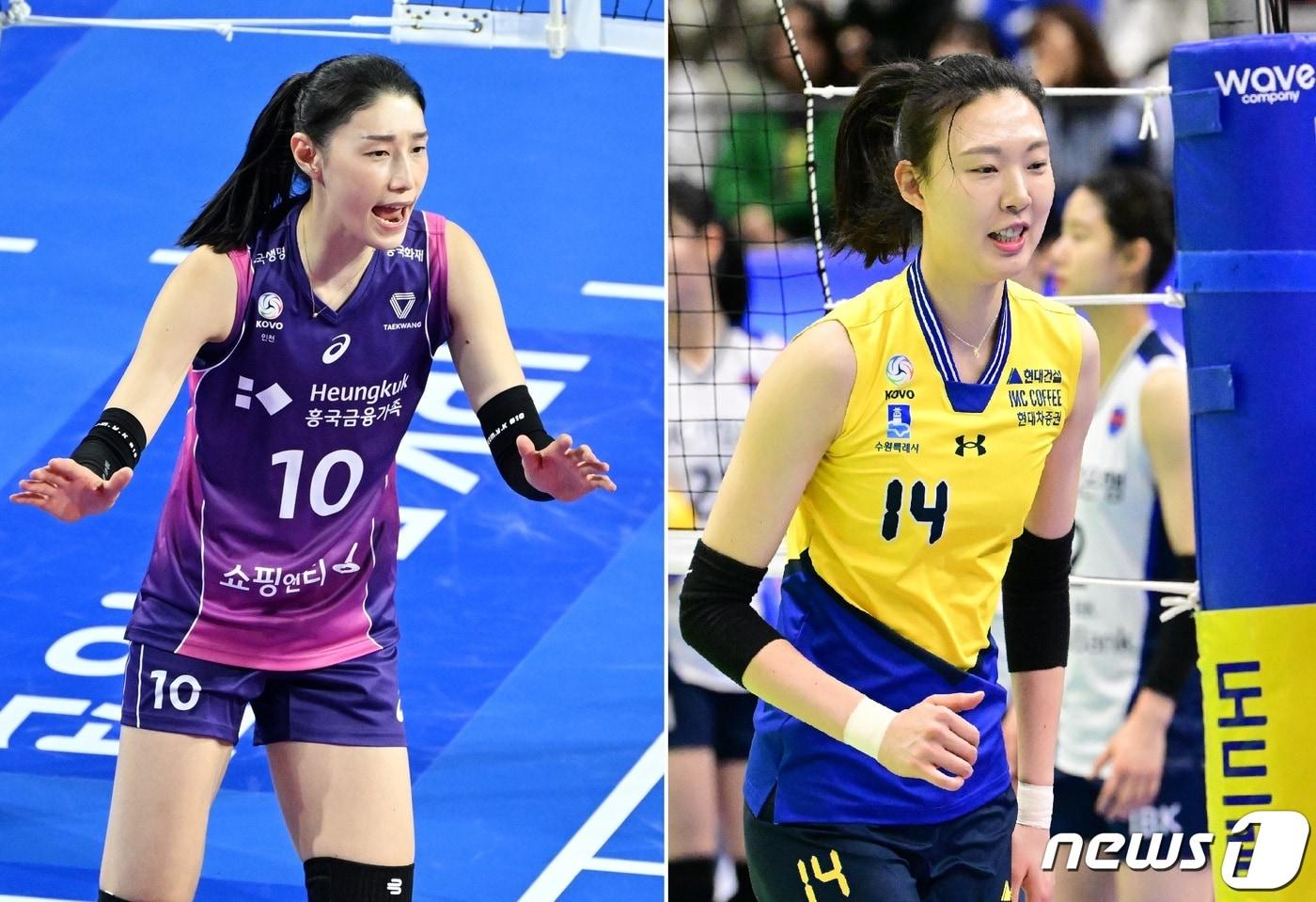 본문 이미지 - 정규시즌 MVP 경쟁을 벌이는 김연경(흥국생명)과 양효진(현대건설). (KOVO 제공)