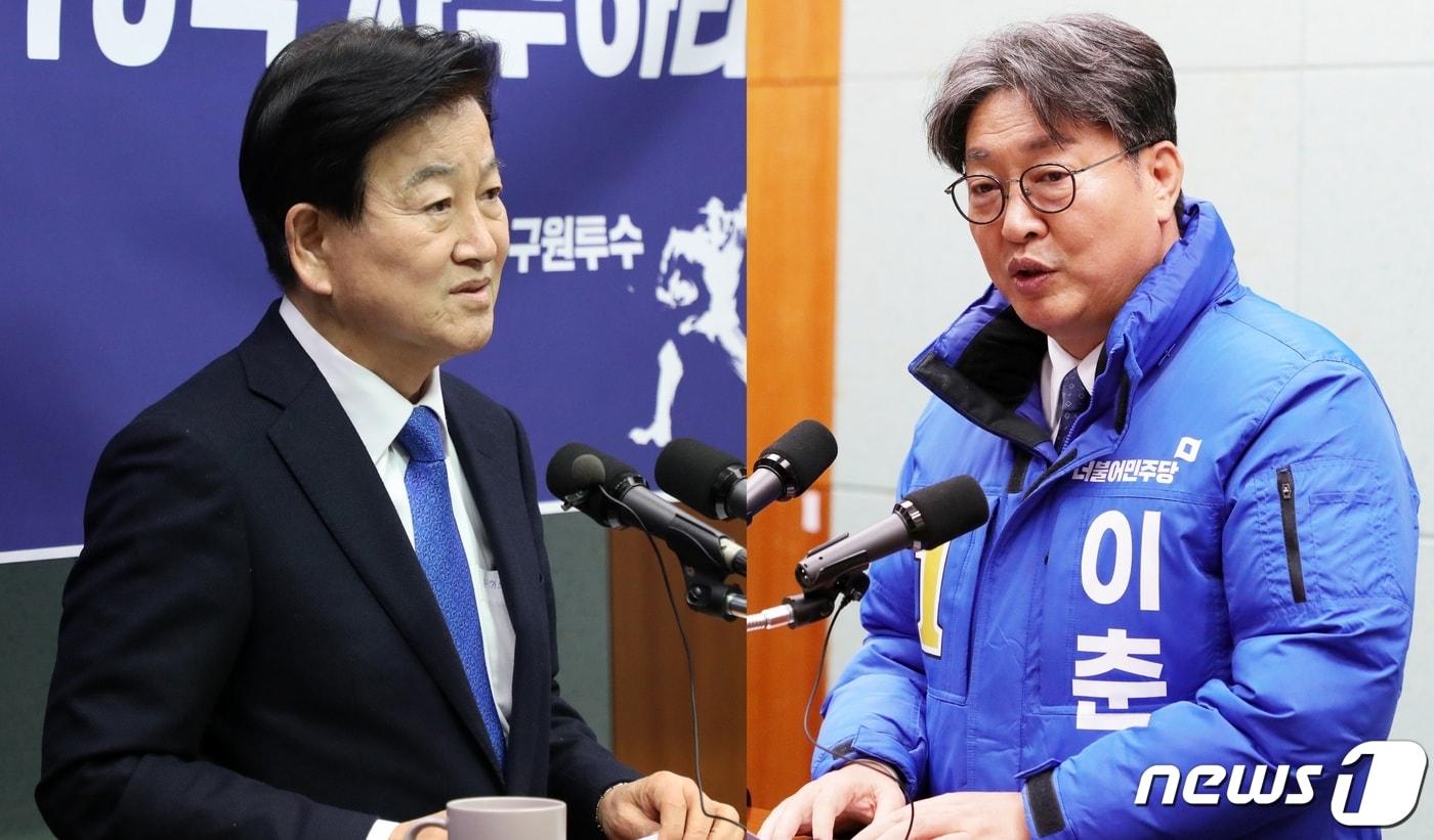 본문 이미지 - 5선에 도전하는 정동영 전 의원(왼쪽) 4선에 도전하는 이춘석 전 의원.2024.3.17/뉴스1