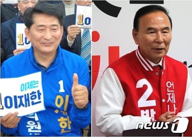 본문 이미지 - 더불어민주당 이재한(왼쪽), 국민의힘 박덕흠 후보 (기호순) /뉴스1 
